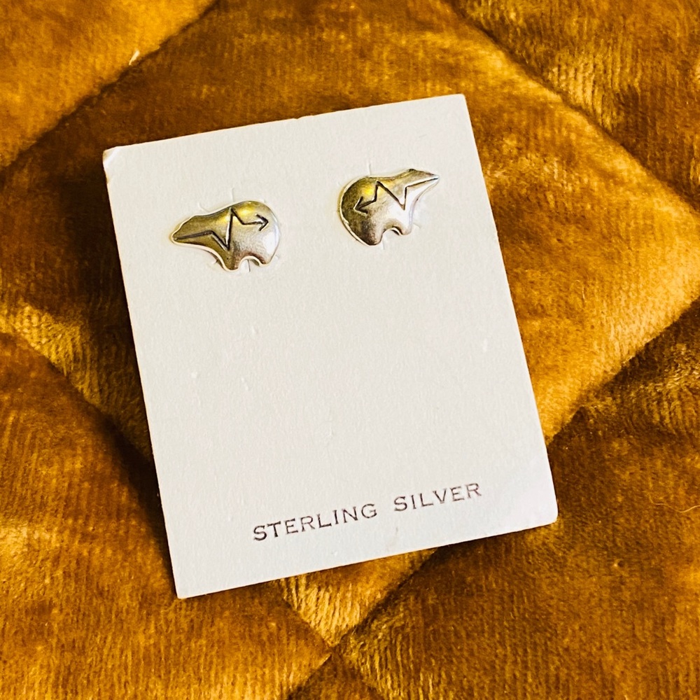 Sterling Southwest style arrow bear stud earrings
